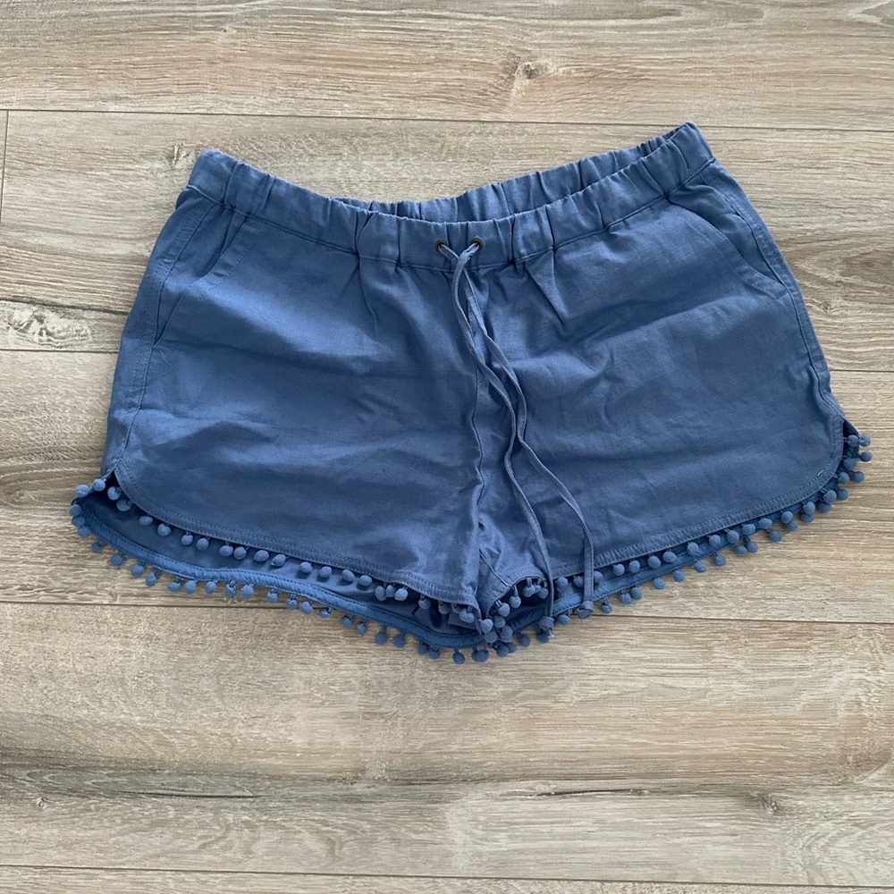 J Crew Blue Pom Pom shorts Sz M